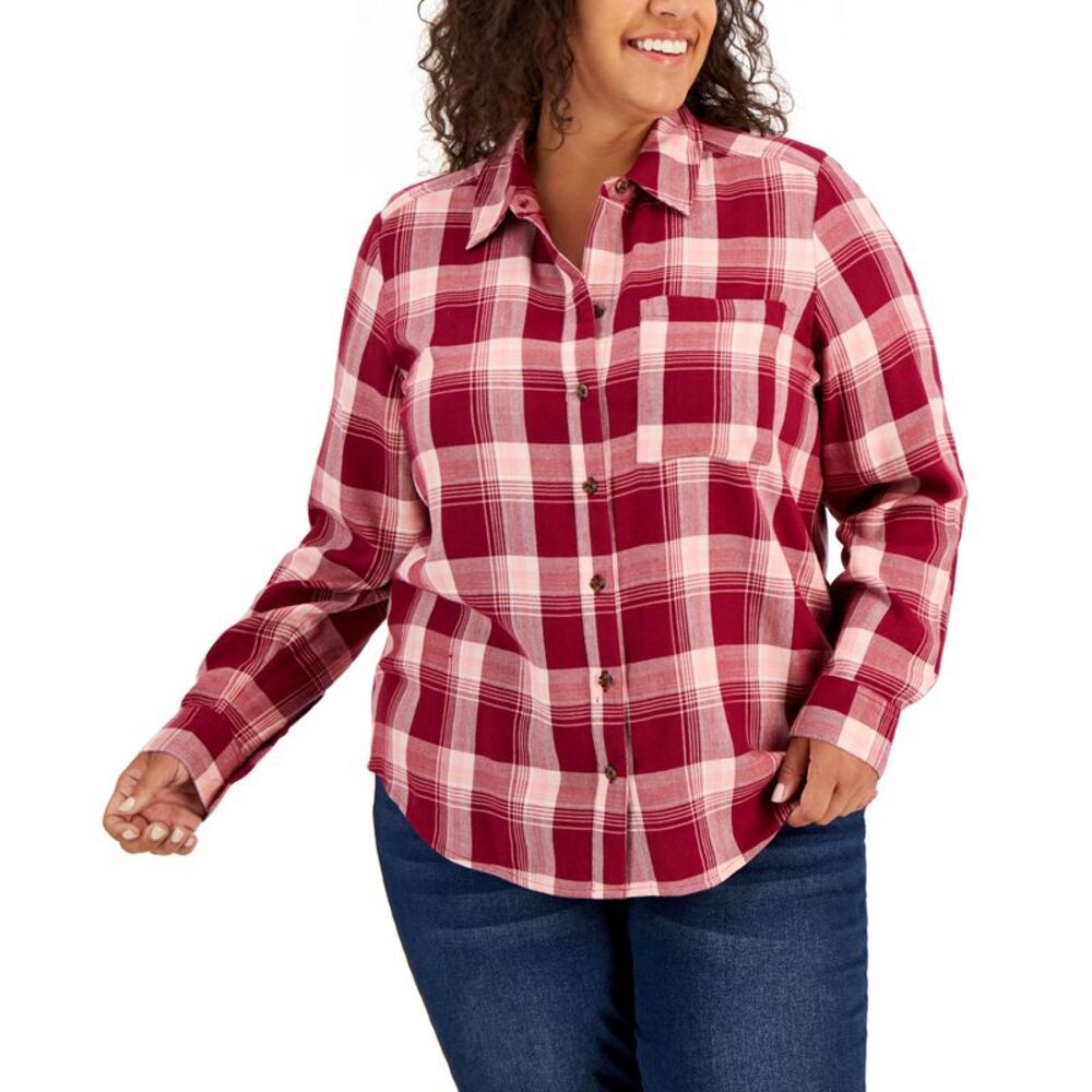 Style & Co Plus Size Plaid Perfect Shirt